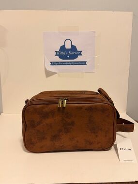 NWT Elviros Brown Hanging Travel Toiletry Bag for Men